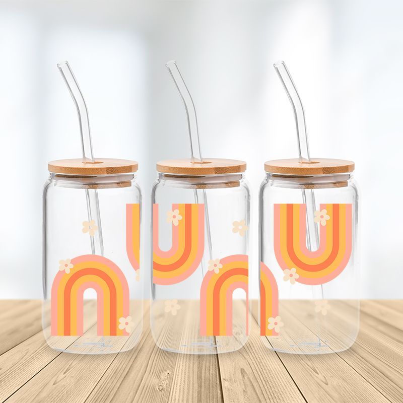 Summertime Rainbow Glass Cup