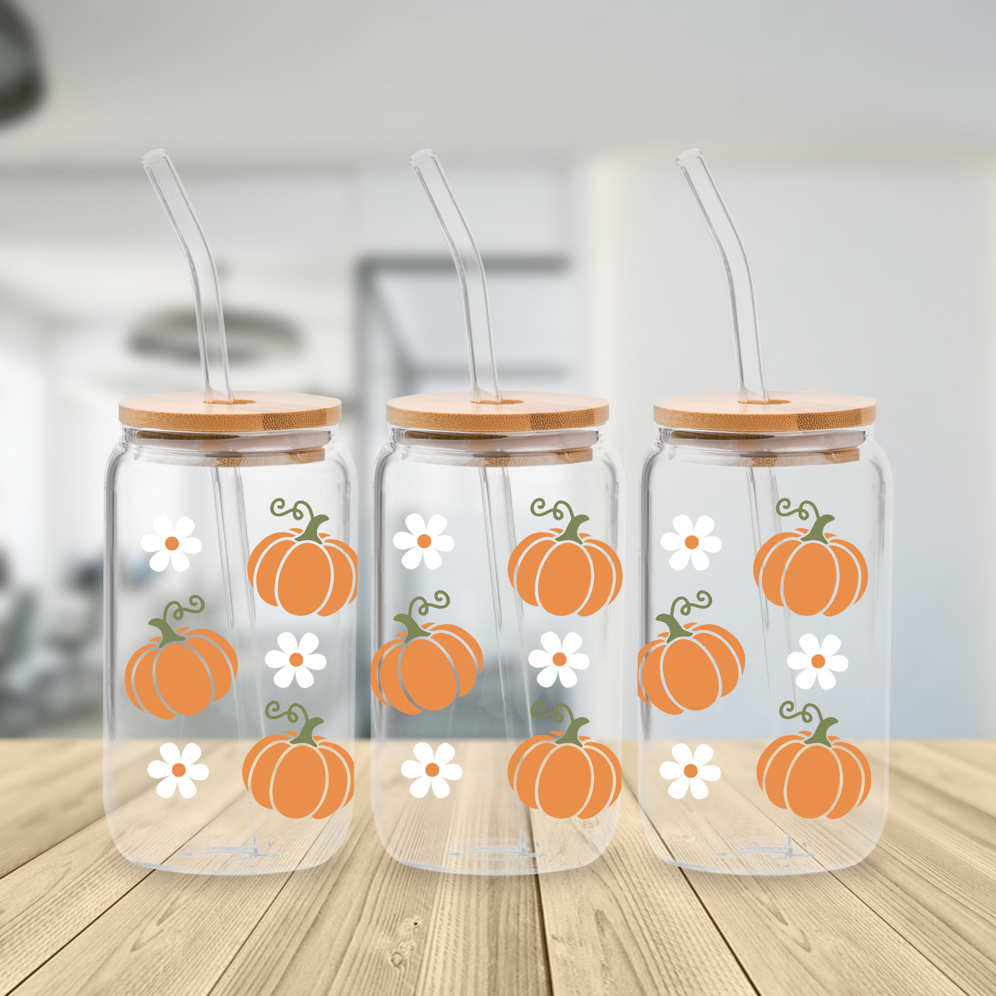 Blooming Pumpkin Spice Glass Cup