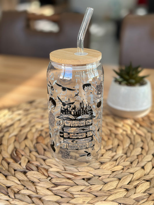 Hogwarts School Books Glass Cup
