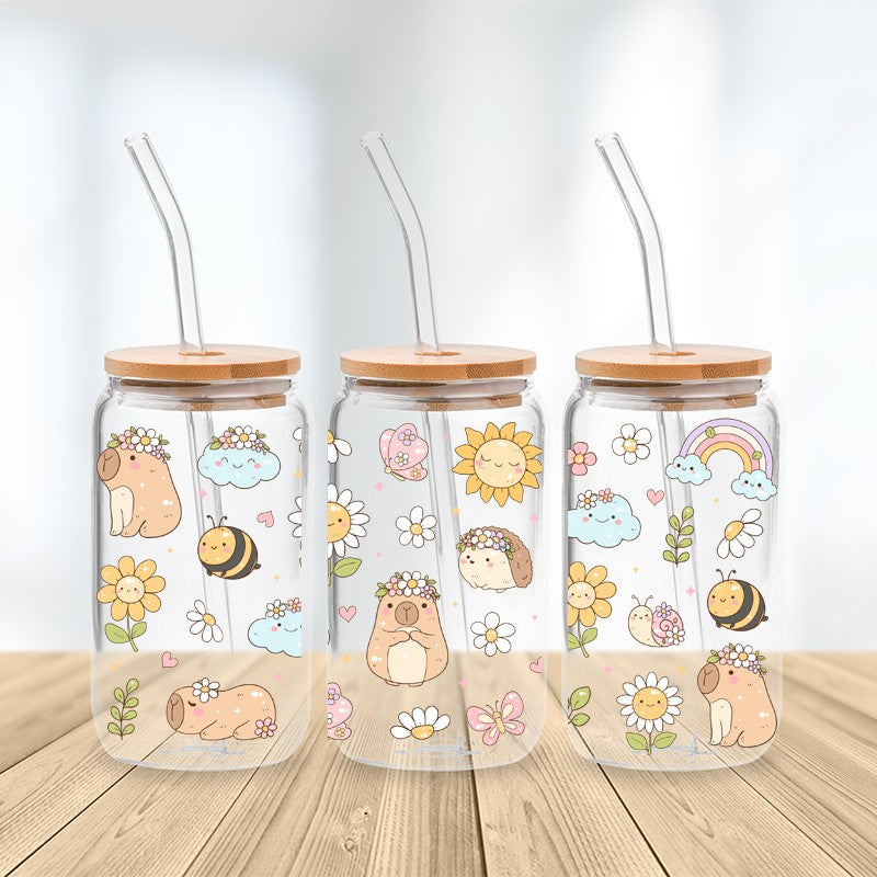 Capybara Delight Glass Cup