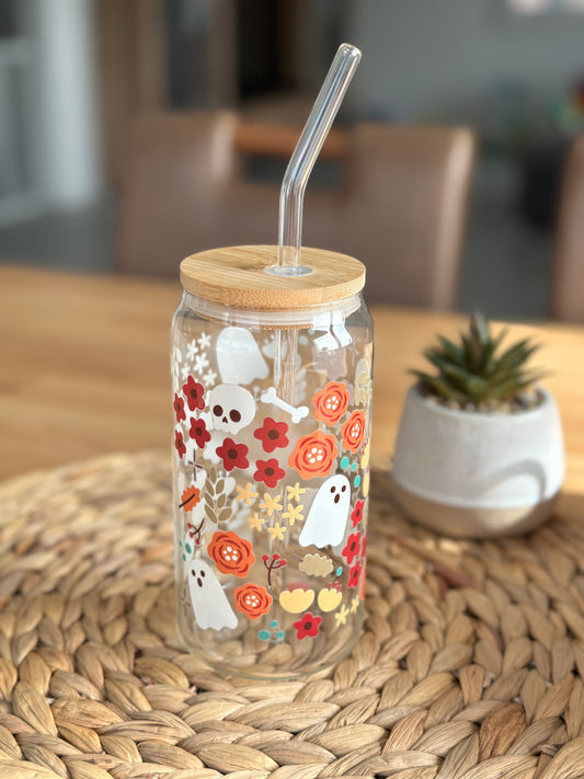 Autumn Blossoms Glass Cup