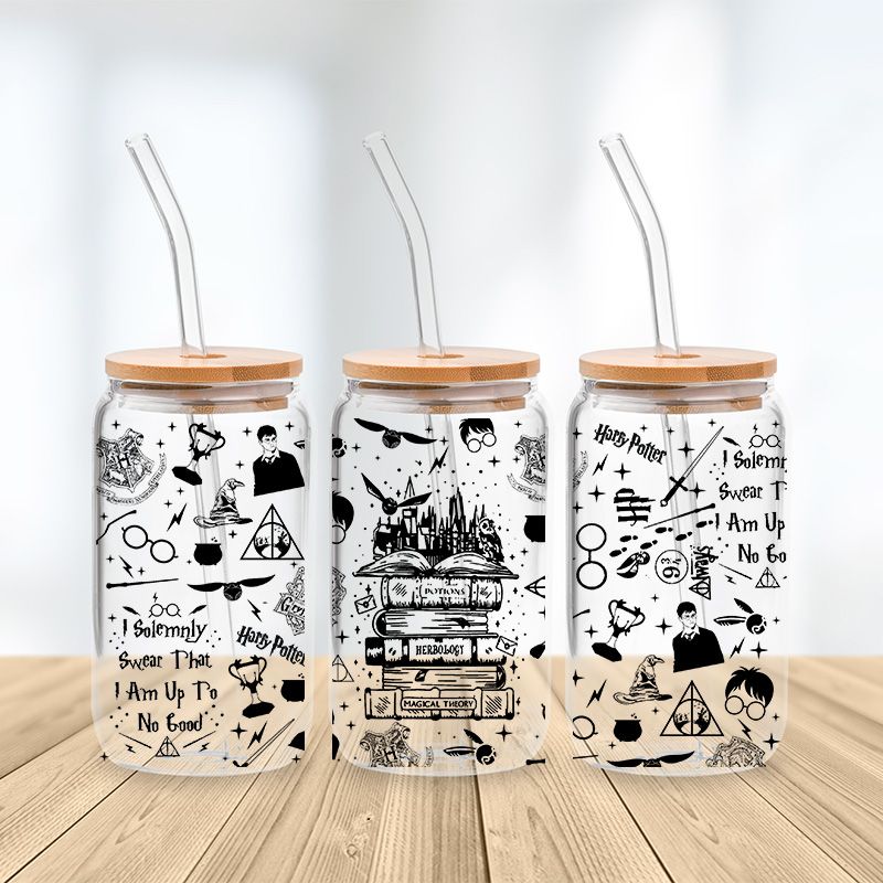 Hogwarts School Books Glass Cup