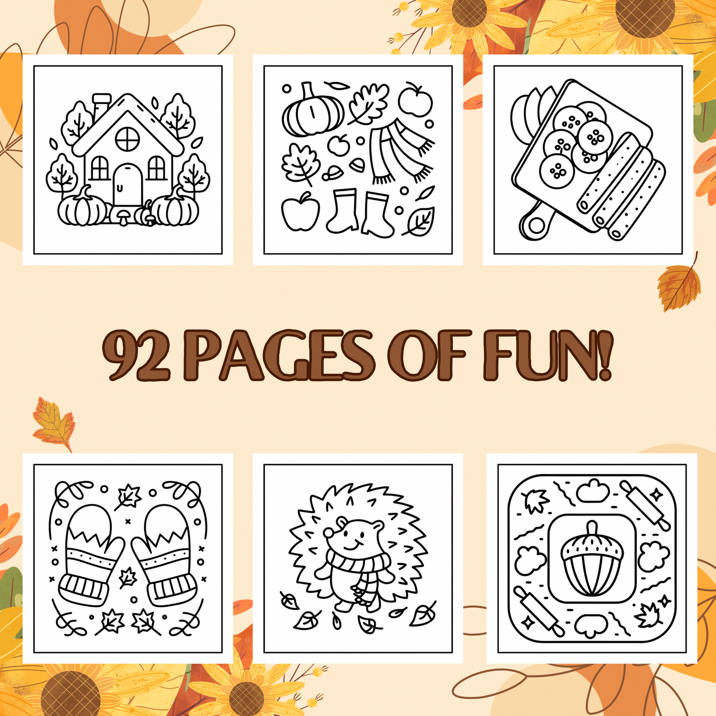 Bold & Easy Cozy Autumn Coloring Pages Book | Printable Fall Coloring Sheets for Kids, Teens & Adults | Digital Autumn Coloring Pages