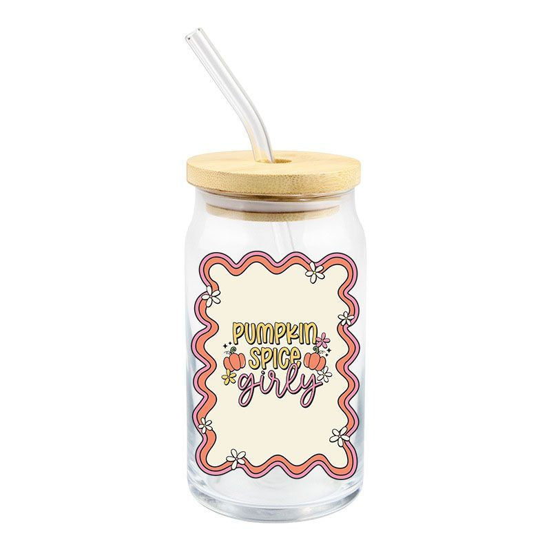 Pumpkin Spice Girly Glass Cup