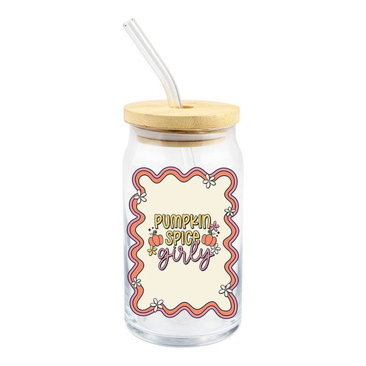 Pumpkin Spice Girly Glass Cup