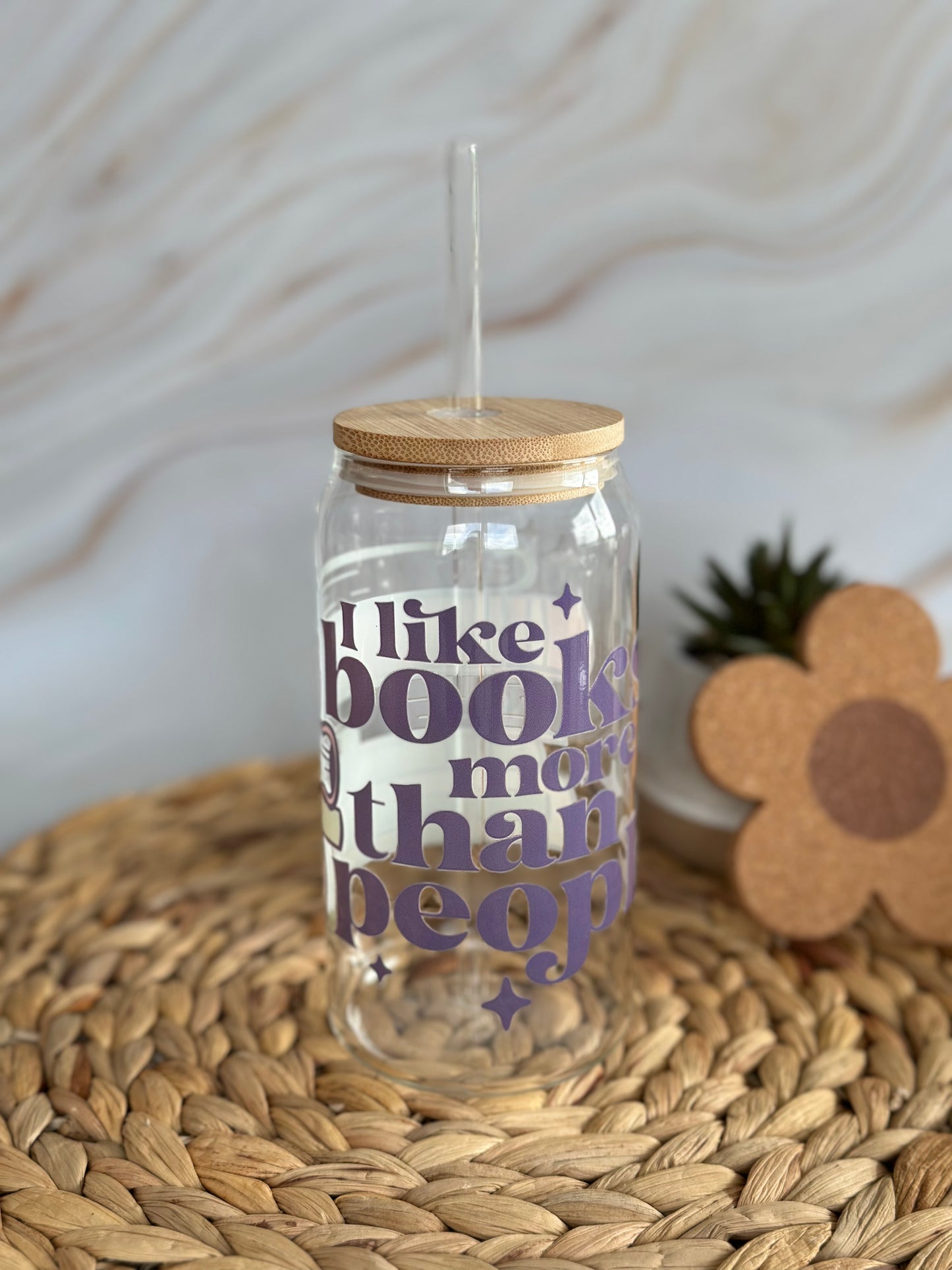 I like books more than people Glass Cup