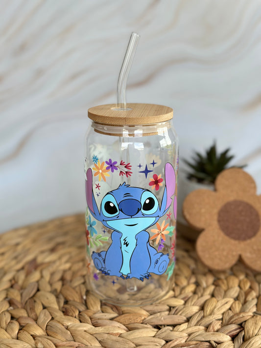 Blooming with Stitch Glasbecher