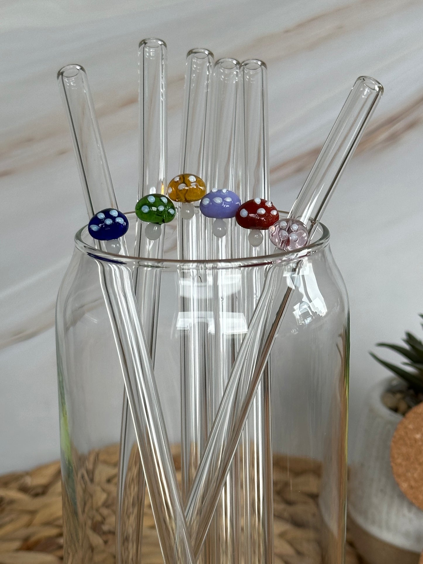 Mushroom Glass Straw