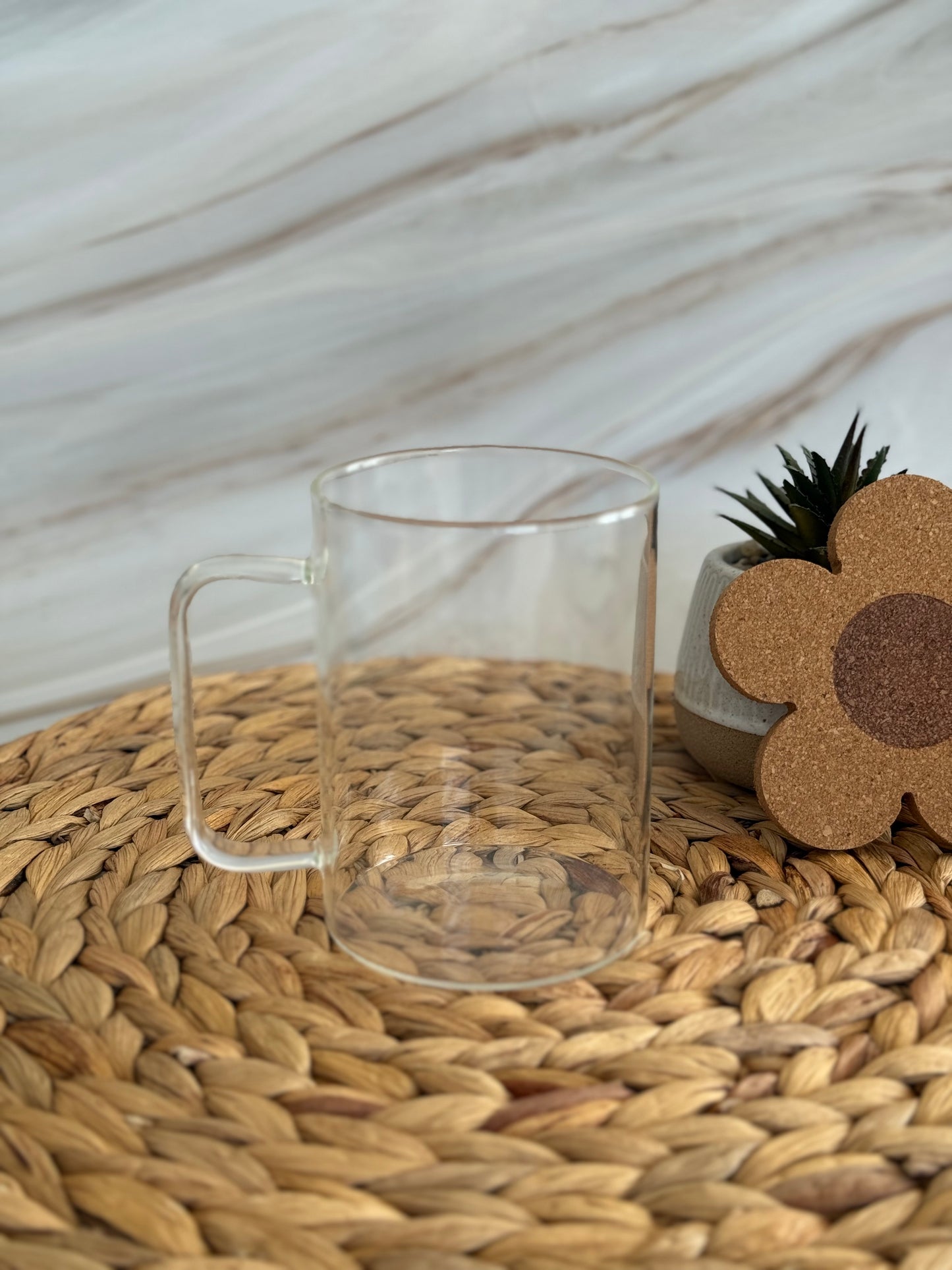 Glass Mug with Handle ( Choose your own design)