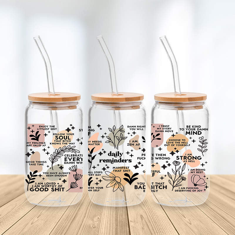Daily Reminders Glass Cup