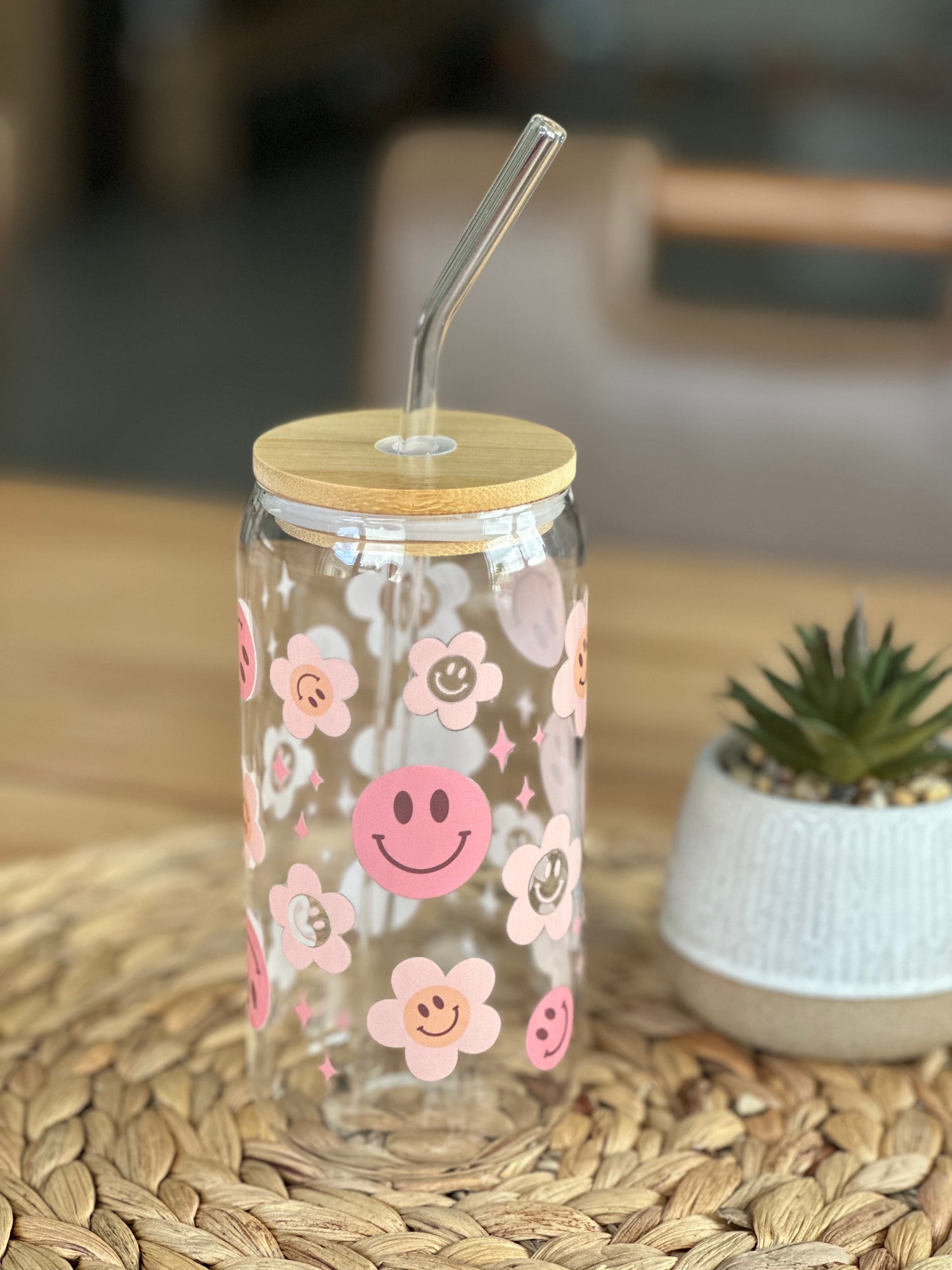 Flower Power Smiles Glasbecher