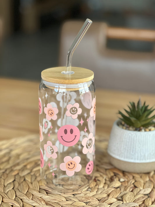 Flower Power Smiles Glasbecher