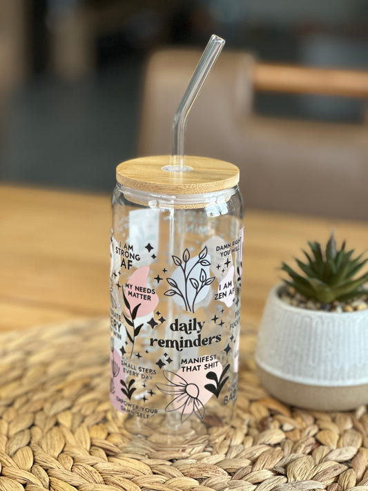 Daily Reminders Glass Cup
