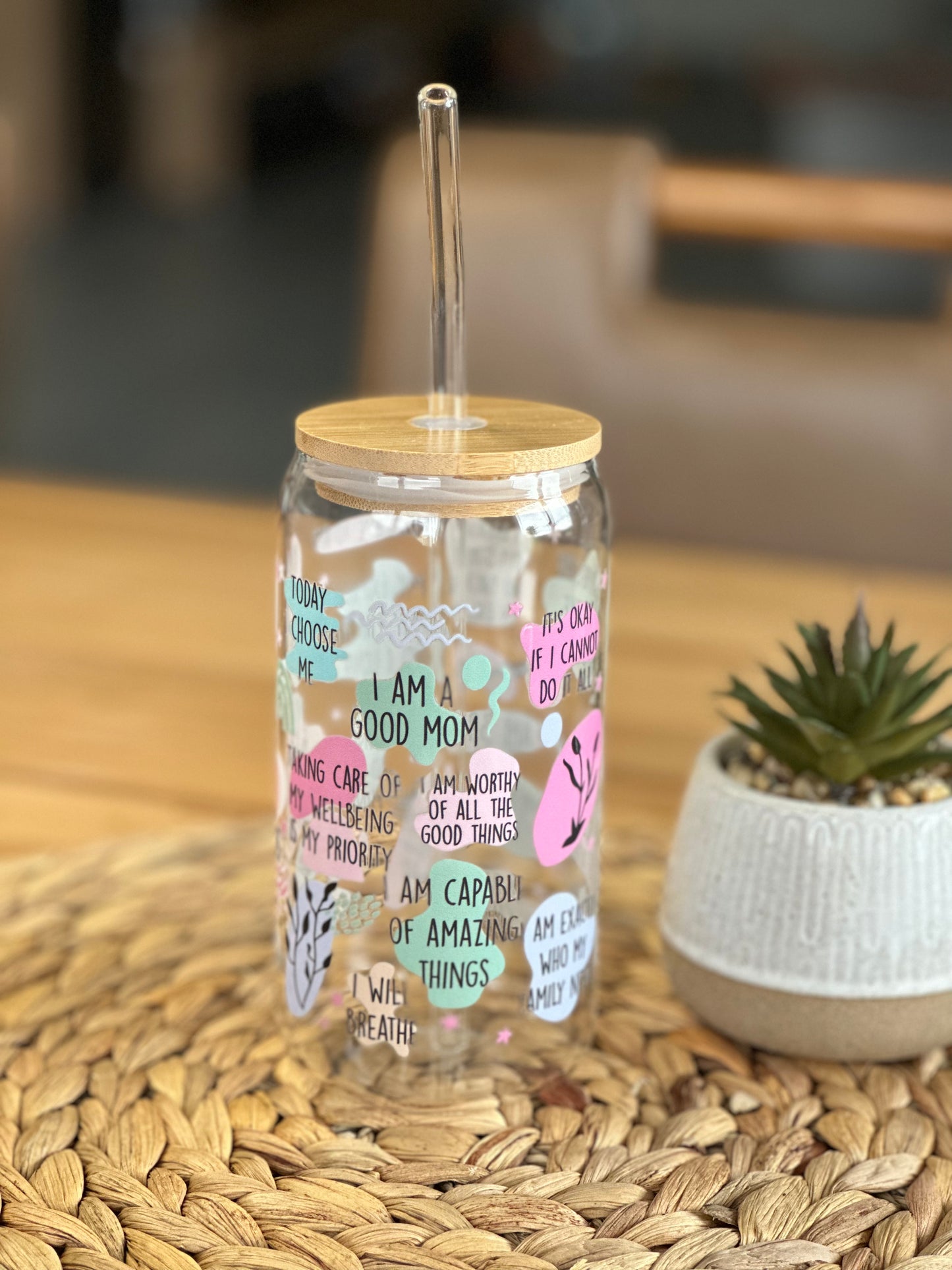 Mom Daily Affirmations Glass Cup