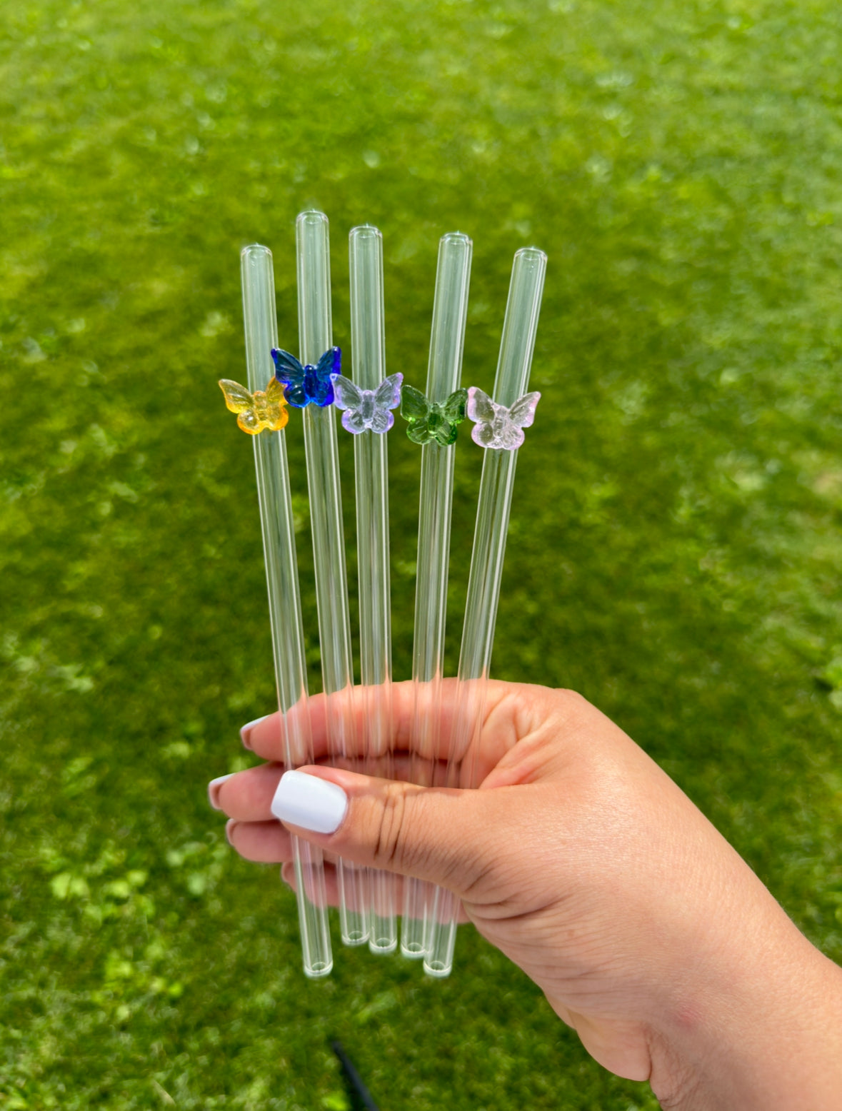 Butterfly Reusable Glass Drinking Straws