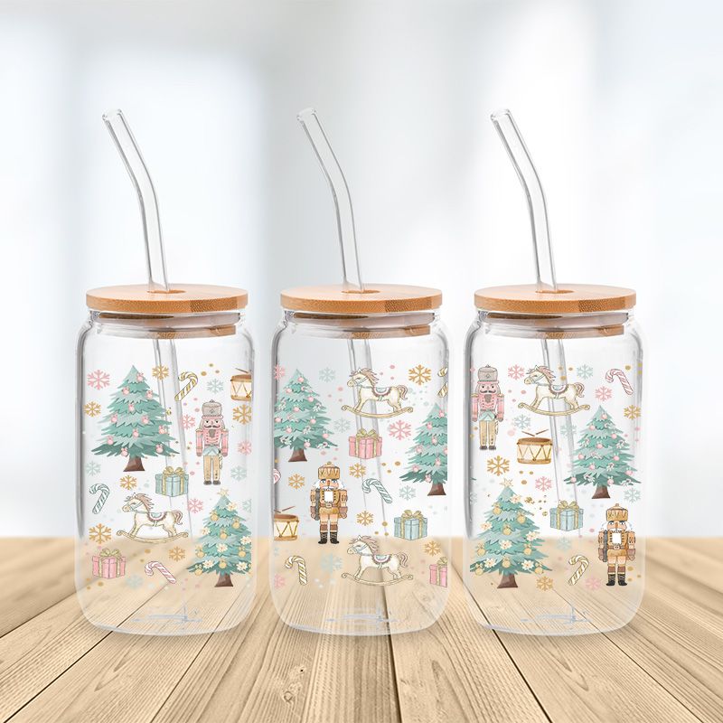 Nutcracker Christmas Glass Cup