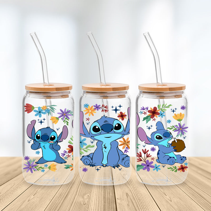 Blooming with Stitch Glass Cup