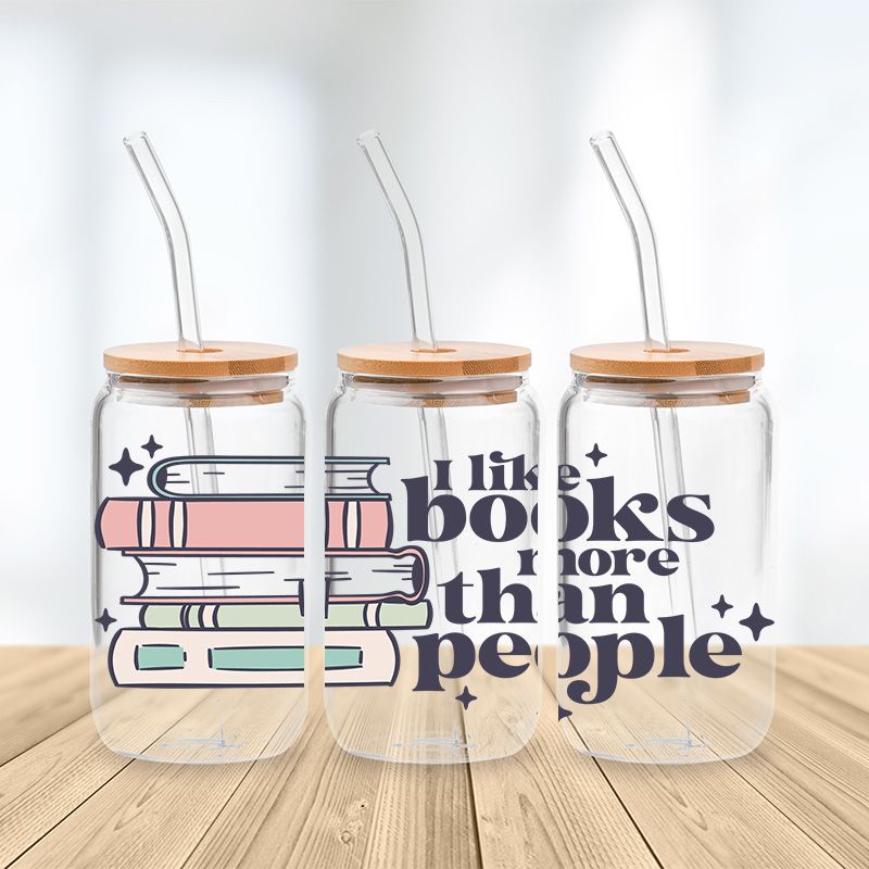 I like books more than people Glass Cup