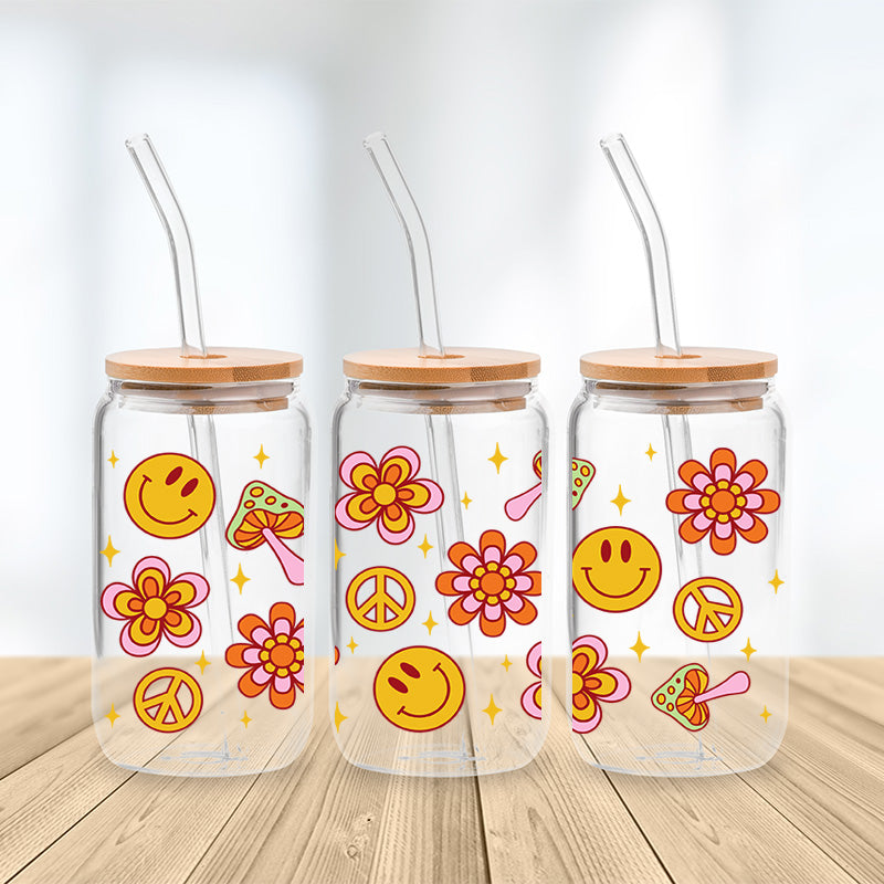 Groovy Smiles and Shrooms Glasbecher