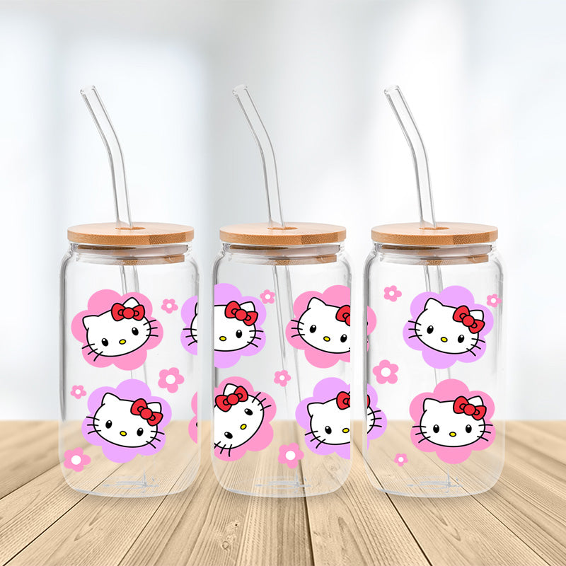 Floral Kitty Delight Glasbecher