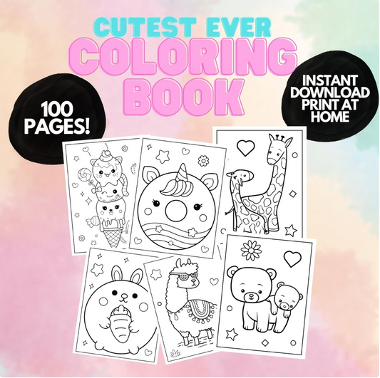 Malvorlagen für Kinder, 100 ausdruckbare Malvorlagen für Kinder, Malbuch für Kinder, ausdruckbar für den Heimunterricht, Sofortiger Download, Kawaii-Malvorlagen