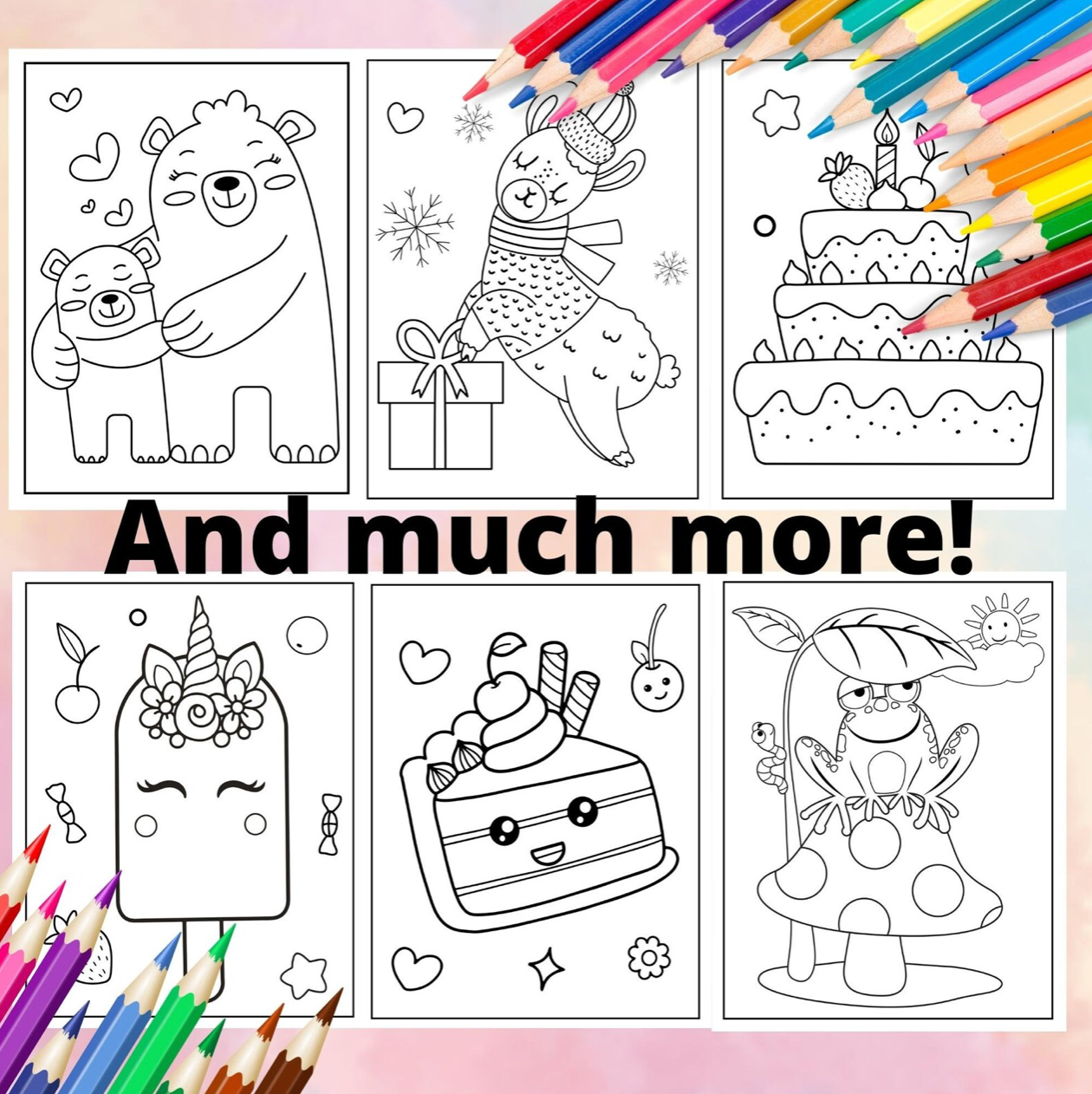 Malvorlagen für Kinder, 100 ausdruckbare Malvorlagen für Kinder, Malbuch für Kinder, ausdruckbar für den Heimunterricht, Sofortiger Download, Kawaii-Malvorlagen