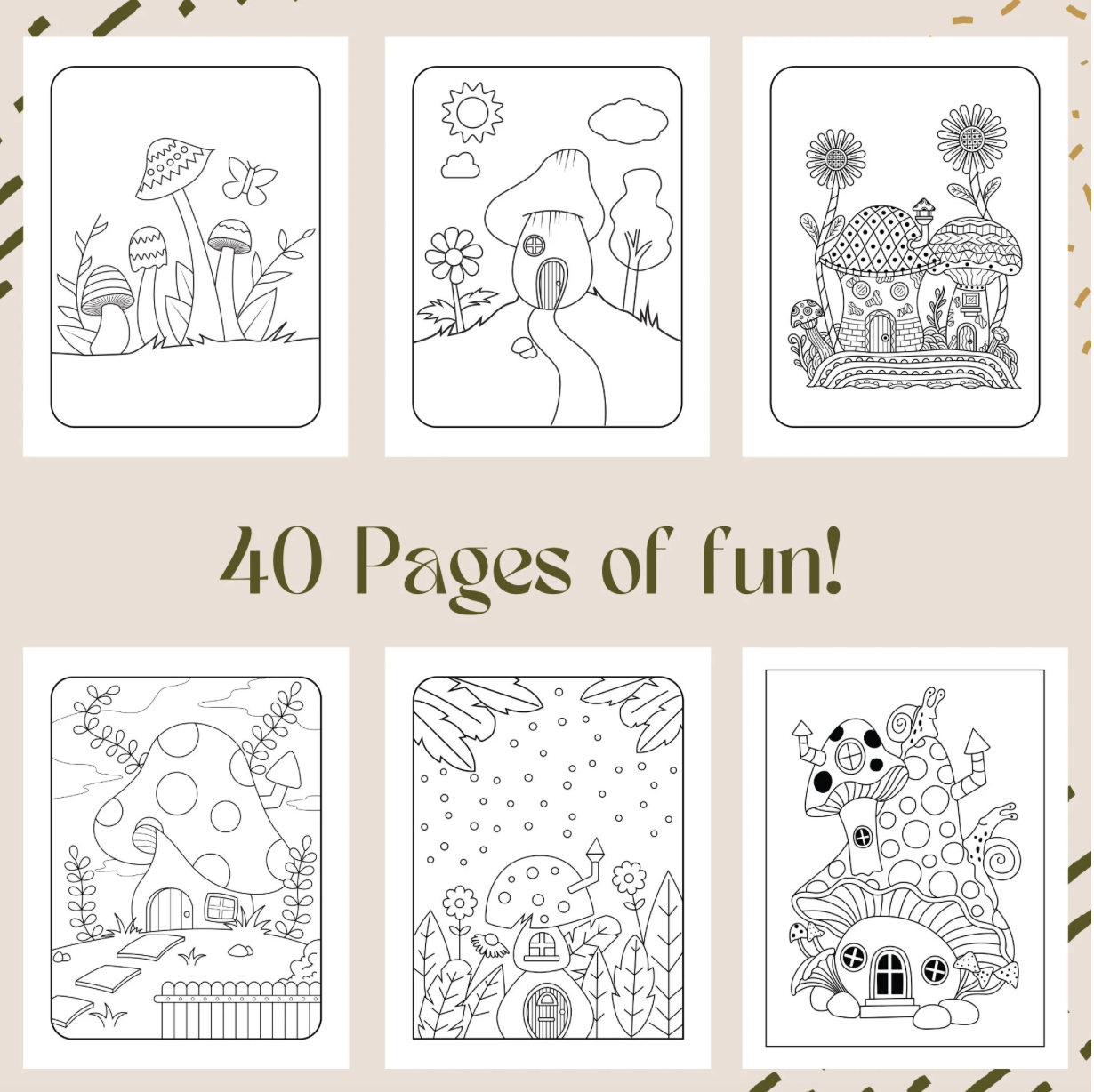 Mushroom Printable Coloing Pages for Kids Teens Adults, Mindfulness Mushroom Fungi Forrest Coloring Pages, Mushroom Fairy Coloring Book PDF