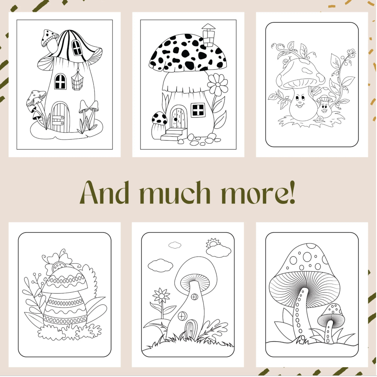 Mushroom Printable Coloing Pages for Kids Teens Adults, Mindfulness Mushroom Fungi Forrest Coloring Pages, Mushroom Fairy Coloring Book PDF