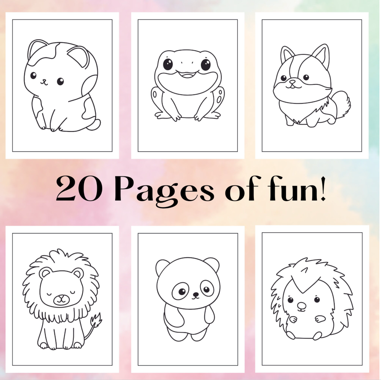 Pages de coloriage faciles pour bébés animaux pour les enfants en bas âge, Pages de coloriage imprimables pour les enfants, Activité de fête d’anniversaire pour bébés animaux, Livre de coloriage PDF