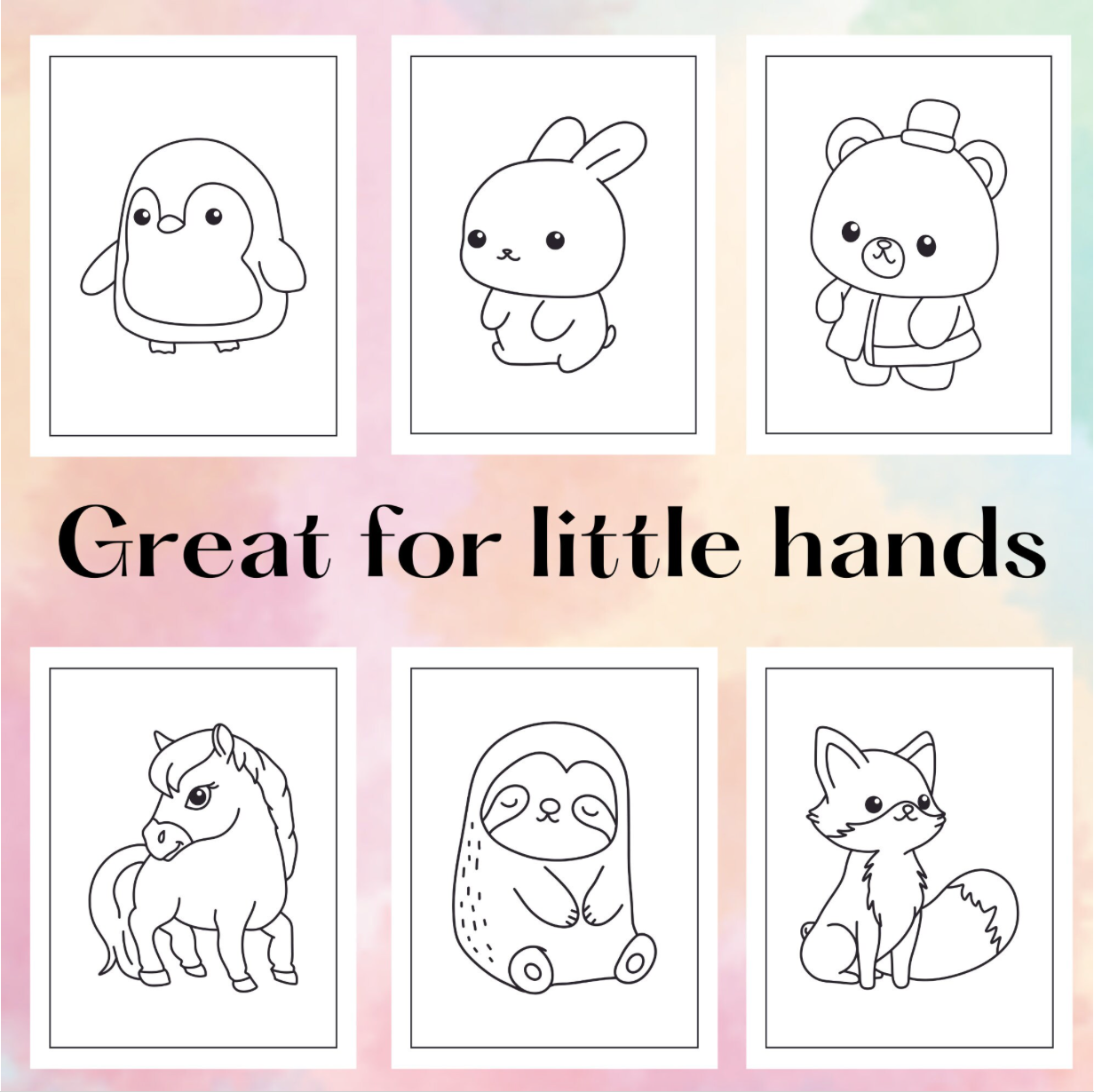 Pages de coloriage faciles pour bébés animaux pour les enfants en bas âge, Pages de coloriage imprimables pour les enfants, Activité de fête d’anniversaire pour bébés animaux, Livre de coloriage PDF