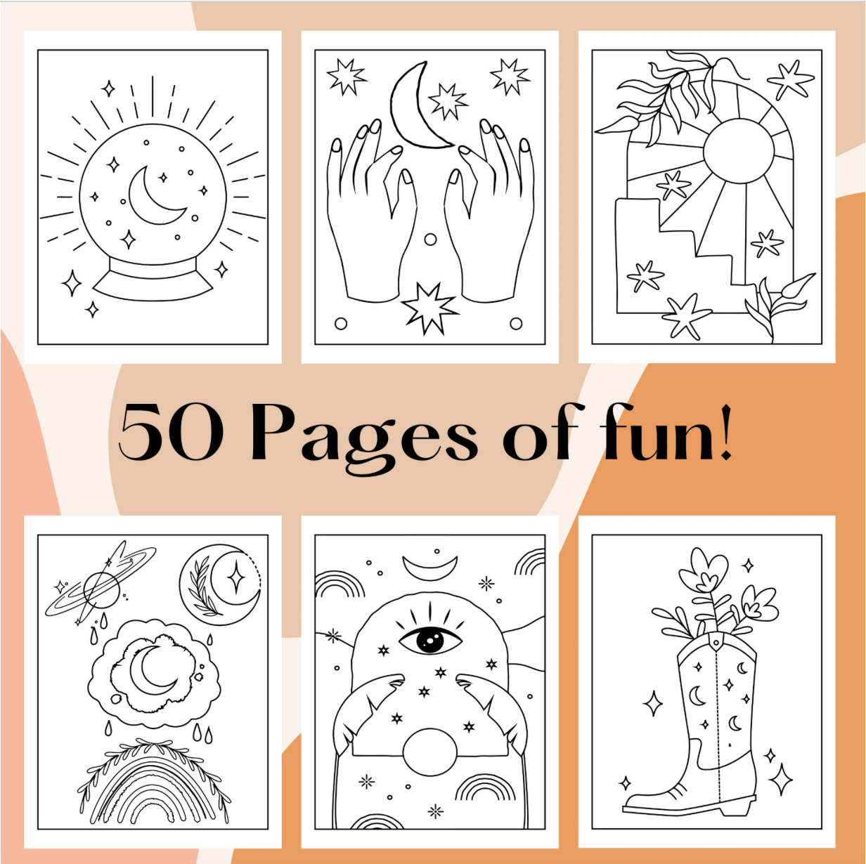 Minimalist Boho Coloring pages for Adults, Boho coloring book, printable coloring pages for adults, adult coloring book, Printable coloring
