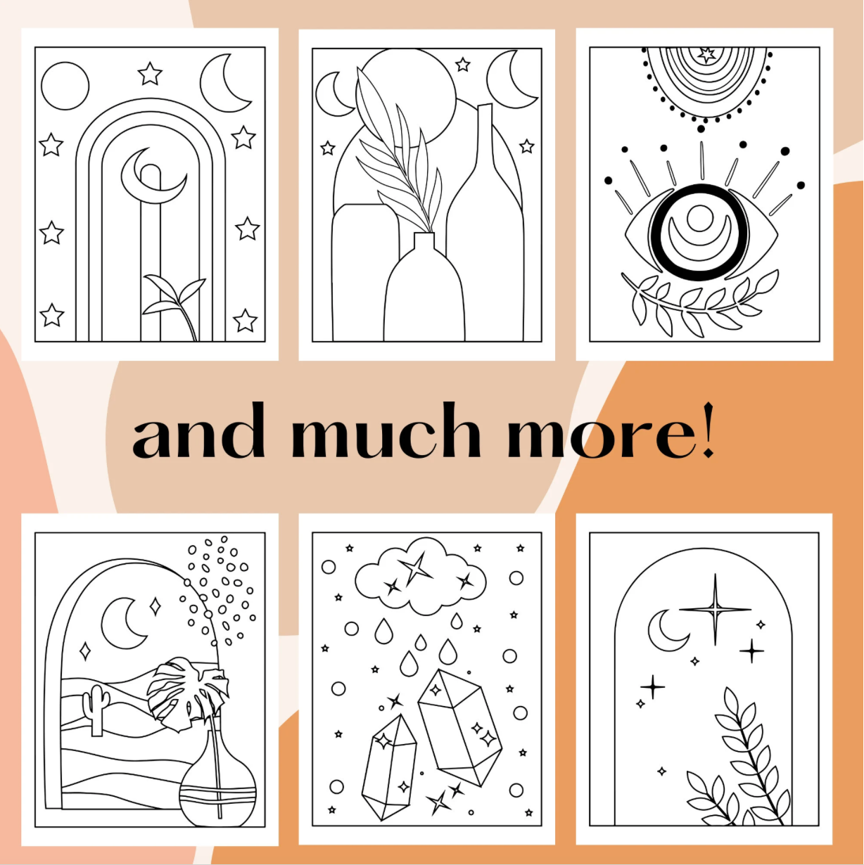 Minimalist Boho Coloring pages for Adults, Boho coloring book, printable coloring pages for adults, adult coloring book, Printable coloring