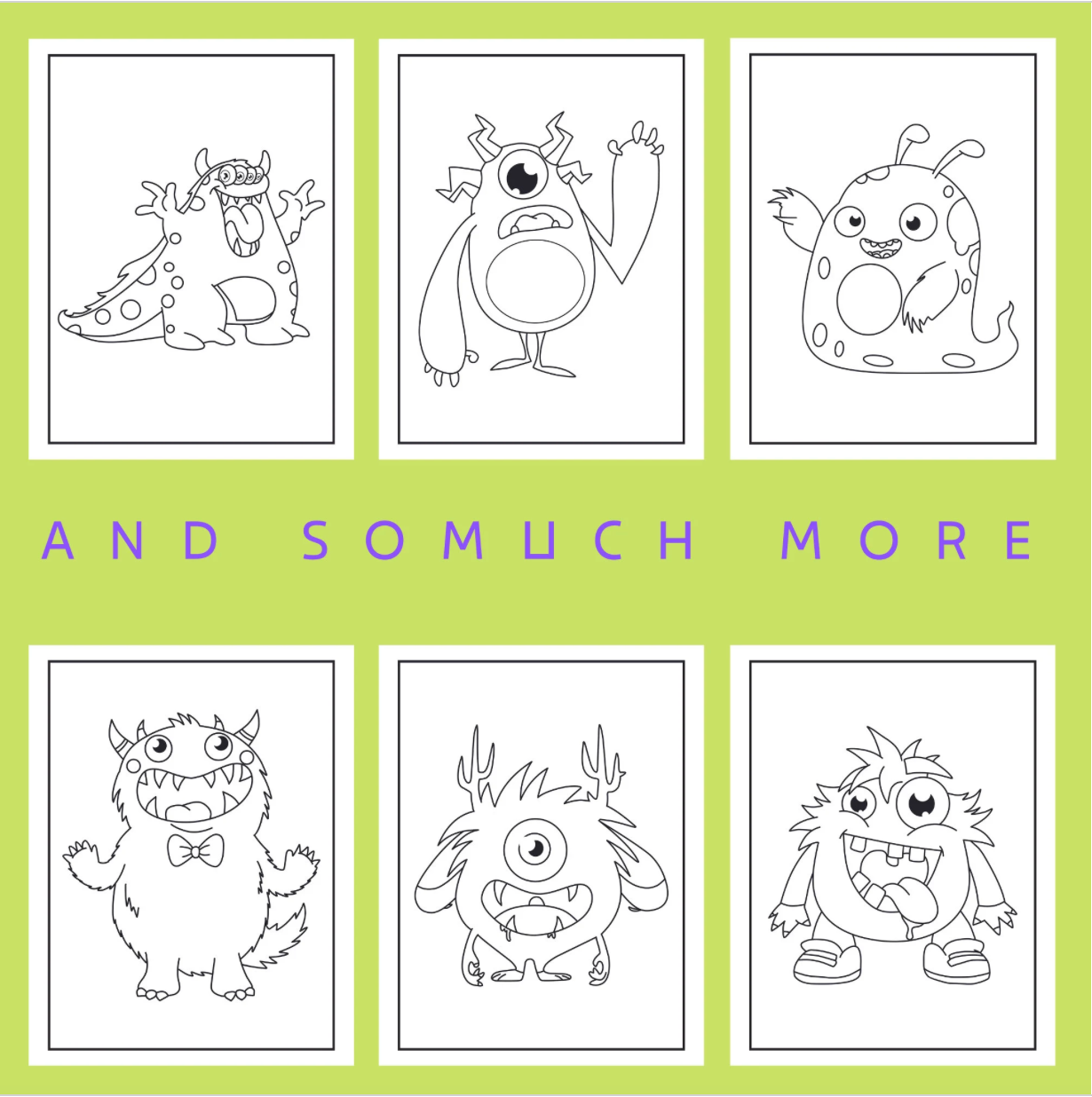 30 süße Monster-Malvorlagen zum Ausdrucken für Kinder und Kleinkinder, einfaches süßes Monster-Malbuch, Monster-Party-Aktivität zum Ausdrucken