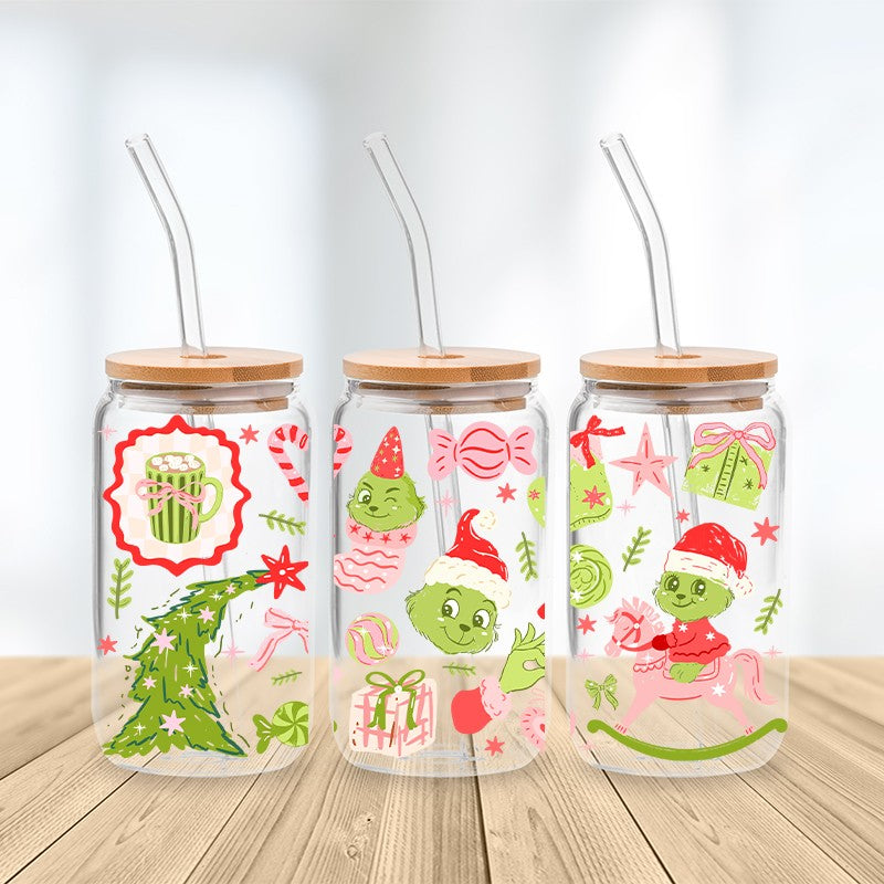 Grinchy & Girly Glass Cup **PREORDER**