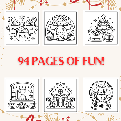 Bold & Easy Cozy Christmas Coloring Pages Book | Printable Holiday Coloring Sheets for Kids, Teens & Adults | Digital Christmas Coloring Pages
