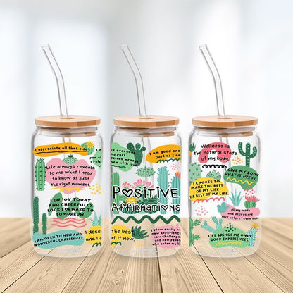 Positive Affirmations Glass Cup