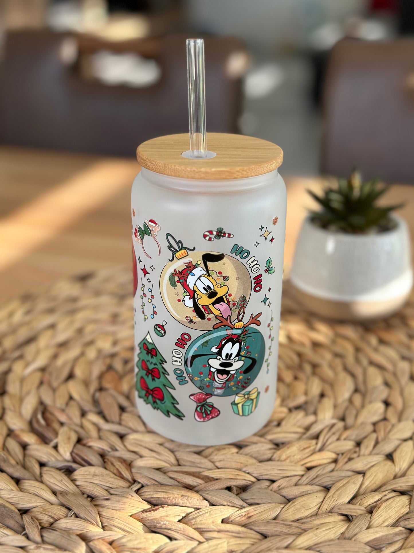 Mickey Mouse Christmas Glass Cup