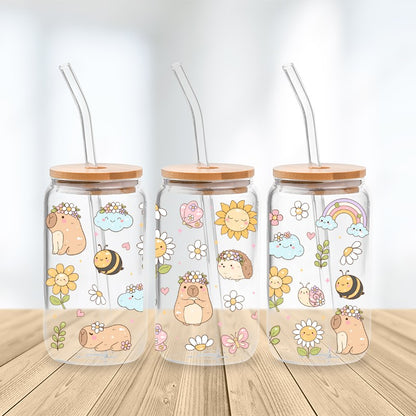 Capybara Delight Glass Cup