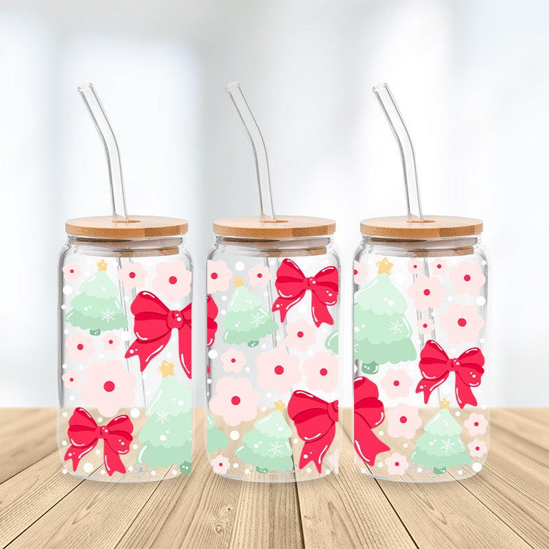 Pretty in Pink Christmas Glass Cup **PREORDER**