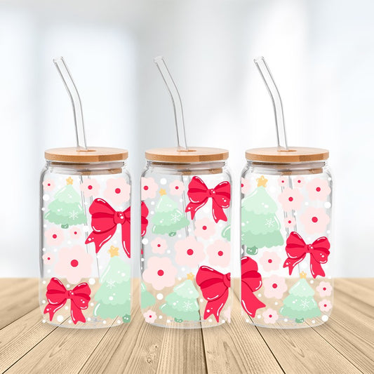 Pretty in Pink Christmas Glass Cup