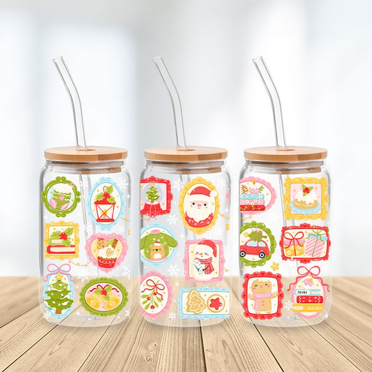 Festive Borders Glass Cup