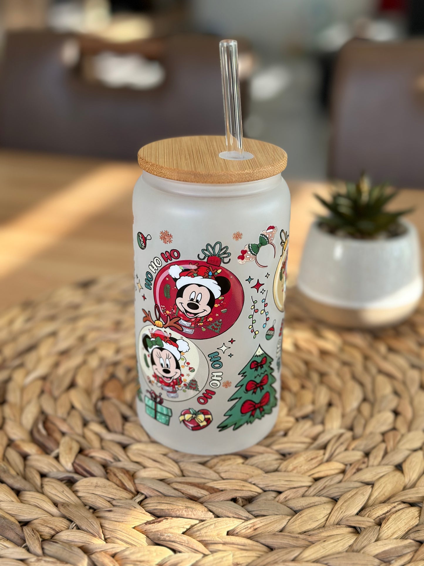 Mickey Mouse Christmas Glass Cup