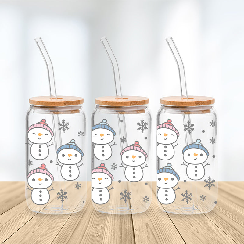 Mr. Snowman Glass Cup