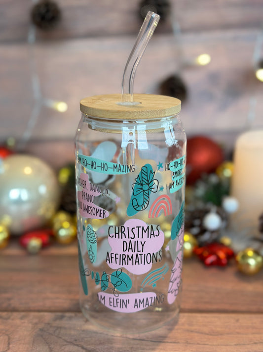 Christmas Daily Affirmations Glass Cup