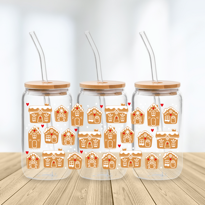 Gingerbread House Christmas Glass Cup