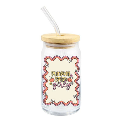 Pumpkin Spice Girly Glass Cup
