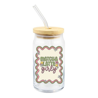 Matcha Latte Girly Glass Cup