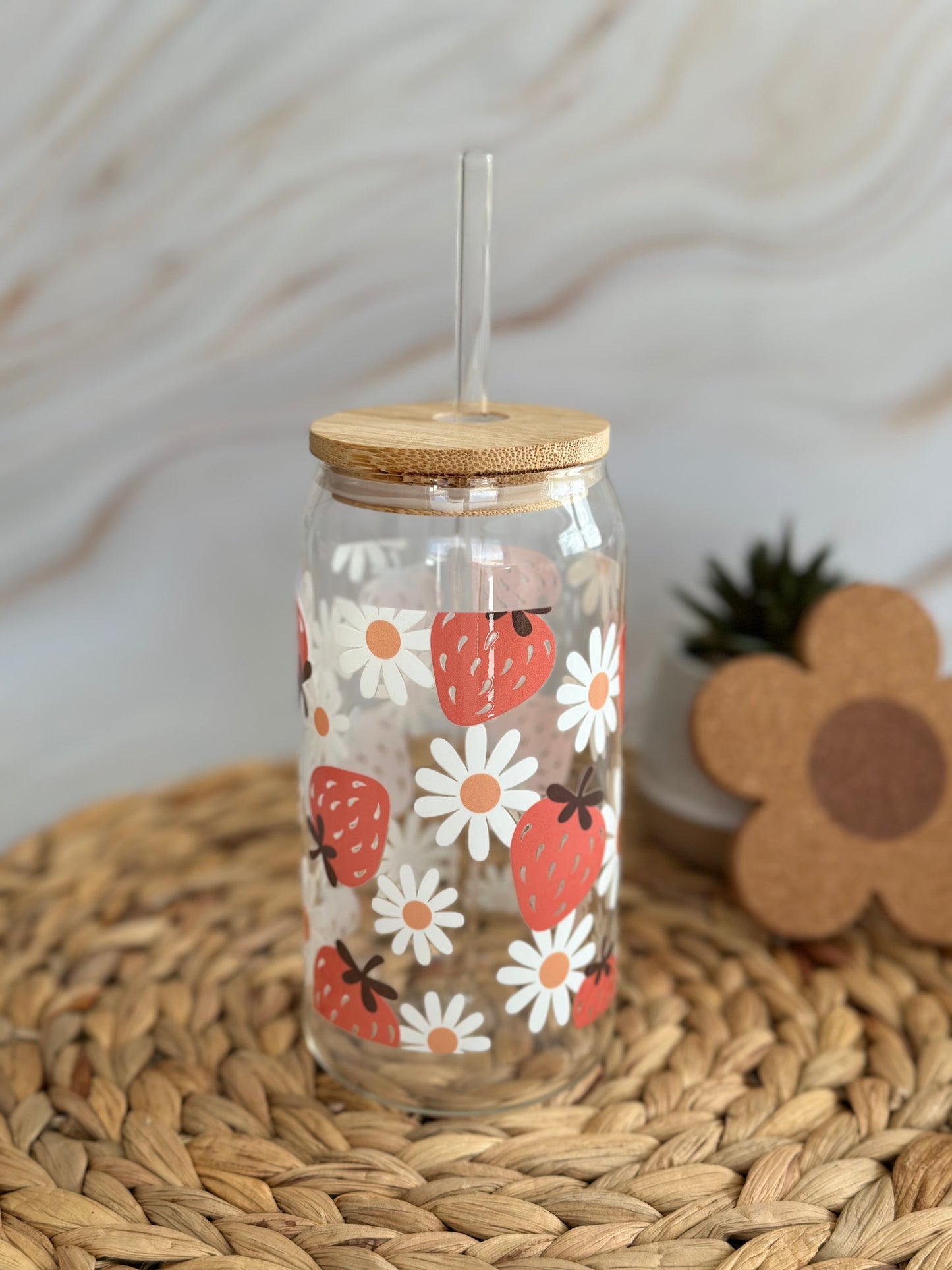 Spring Strawberry Glass Cup