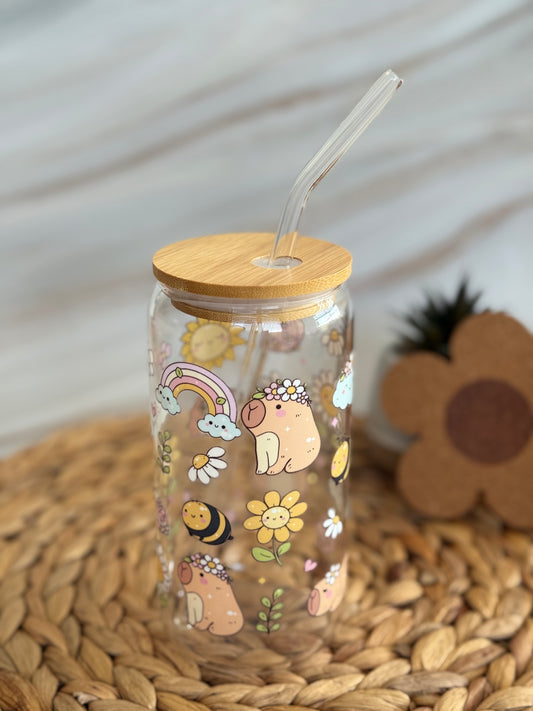 Capybara Delight Glass Cup