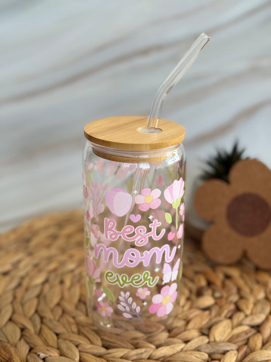 Best Mom Ever Glass Cup